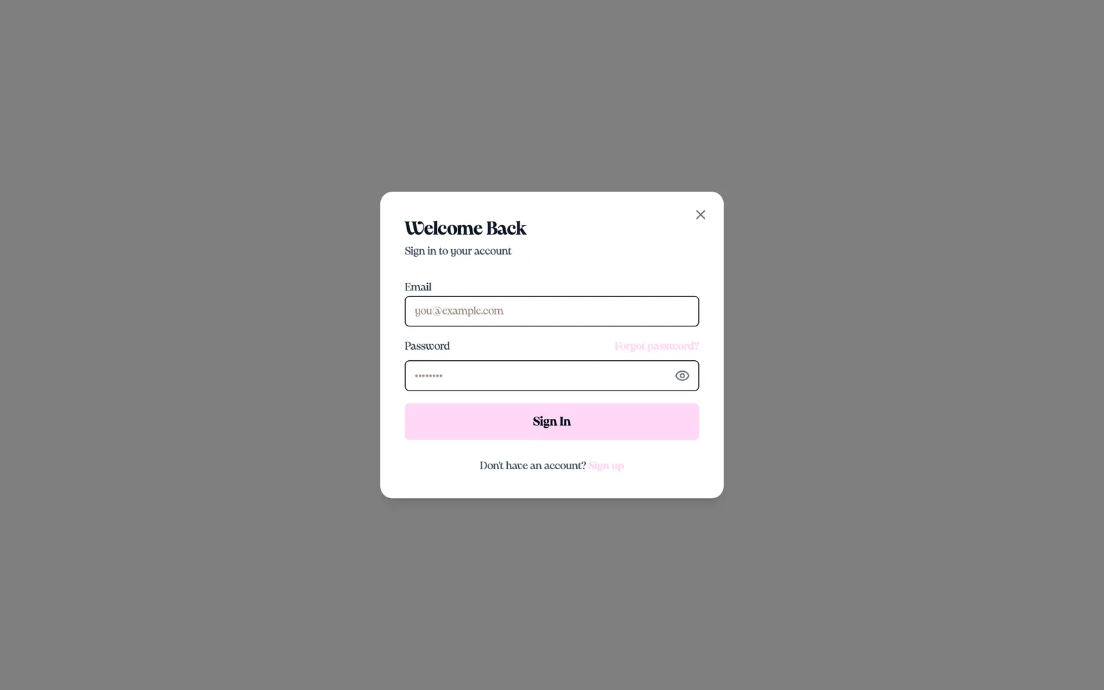 Shair app sign-in page in production