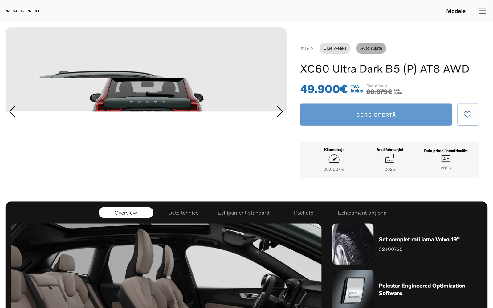 Volvo XC60 detail page with photos, specifications and offer price