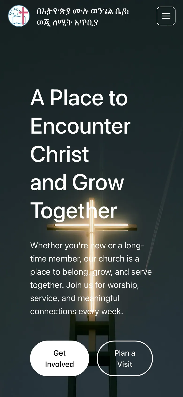 Church home page on a phone
